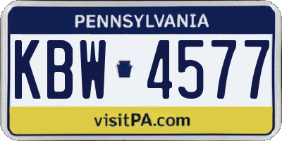 PA license plate KBW4577