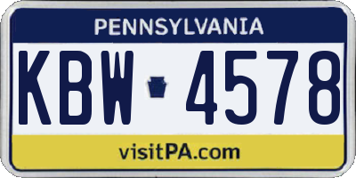 PA license plate KBW4578