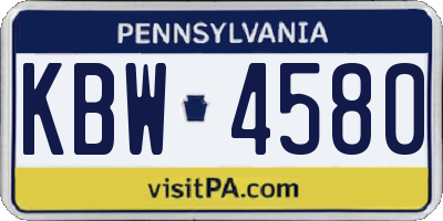 PA license plate KBW4580