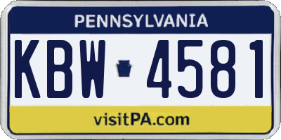 PA license plate KBW4581