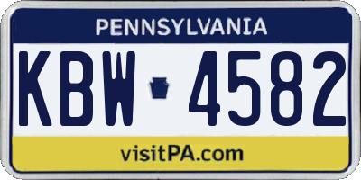 PA license plate KBW4582