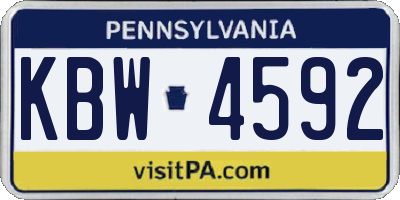 PA license plate KBW4592