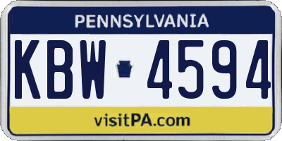 PA license plate KBW4594