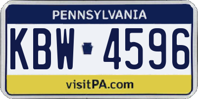 PA license plate KBW4596