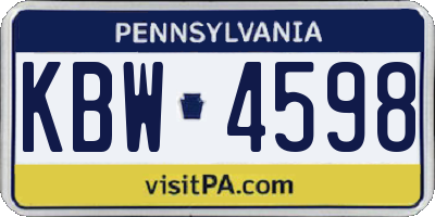 PA license plate KBW4598
