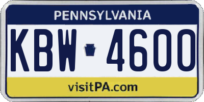 PA license plate KBW4600