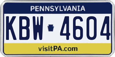PA license plate KBW4604