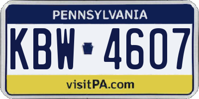 PA license plate KBW4607