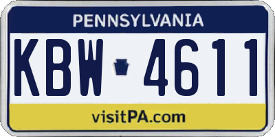 PA license plate KBW4611
