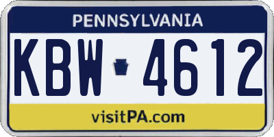 PA license plate KBW4612