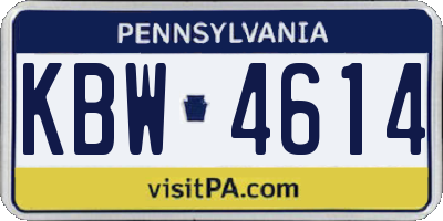 PA license plate KBW4614
