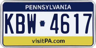 PA license plate KBW4617