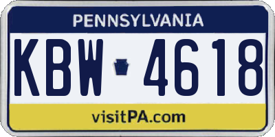 PA license plate KBW4618