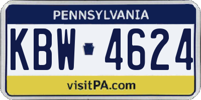 PA license plate KBW4624