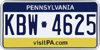 PA license plate KBW4625