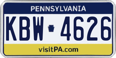 PA license plate KBW4626