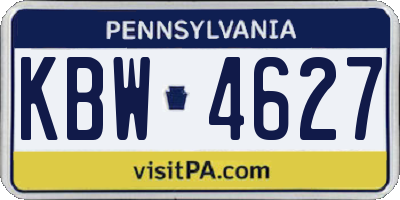 PA license plate KBW4627