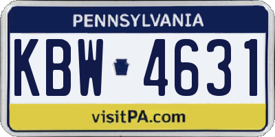 PA license plate KBW4631