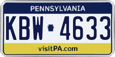 PA license plate KBW4633