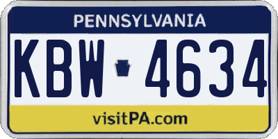 PA license plate KBW4634