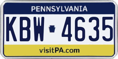 PA license plate KBW4635