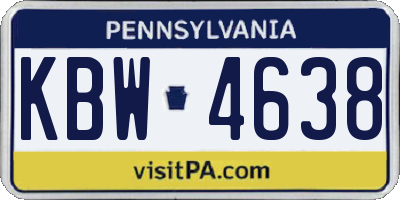 PA license plate KBW4638