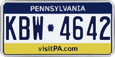 PA license plate KBW4642