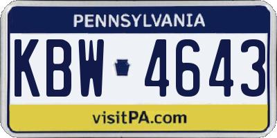 PA license plate KBW4643