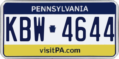 PA license plate KBW4644