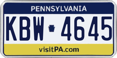 PA license plate KBW4645