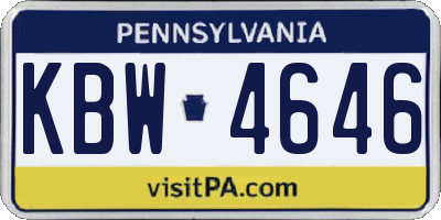 PA license plate KBW4646