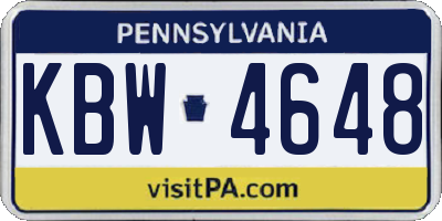 PA license plate KBW4648