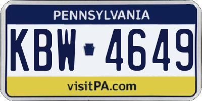 PA license plate KBW4649