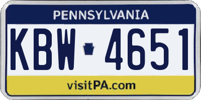 PA license plate KBW4651