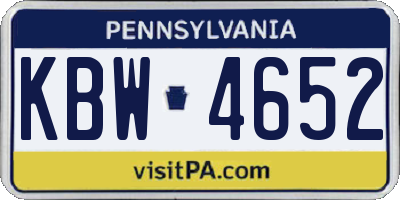 PA license plate KBW4652