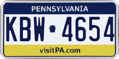 PA license plate KBW4654