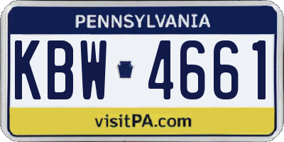 PA license plate KBW4661