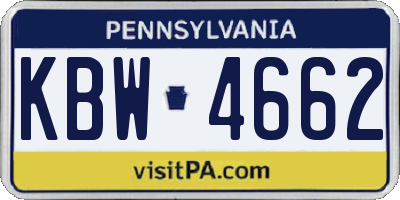 PA license plate KBW4662