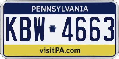 PA license plate KBW4663