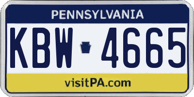 PA license plate KBW4665