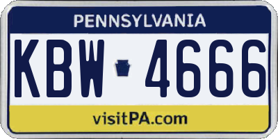 PA license plate KBW4666