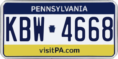 PA license plate KBW4668