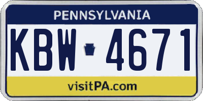 PA license plate KBW4671