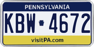 PA license plate KBW4672