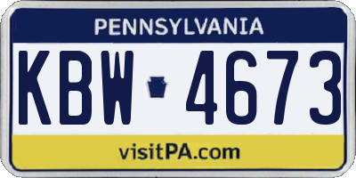 PA license plate KBW4673