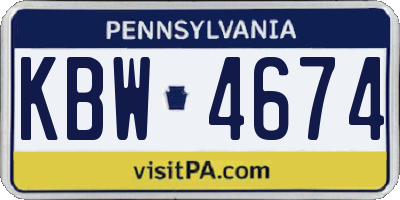 PA license plate KBW4674