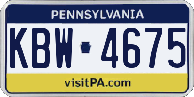 PA license plate KBW4675