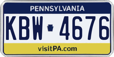 PA license plate KBW4676