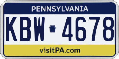 PA license plate KBW4678