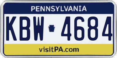 PA license plate KBW4684